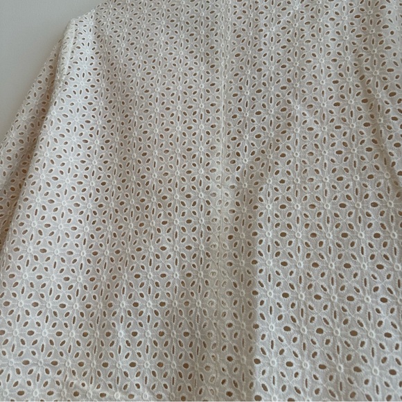 Talbots | Eyelet Cream Textured Cropped Blazer with Long Sleeves - Picture 8 of 8